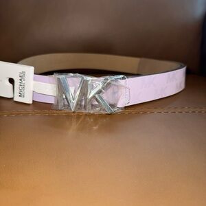 Michael Kors Light Purple Belt with Silver MK Buckle